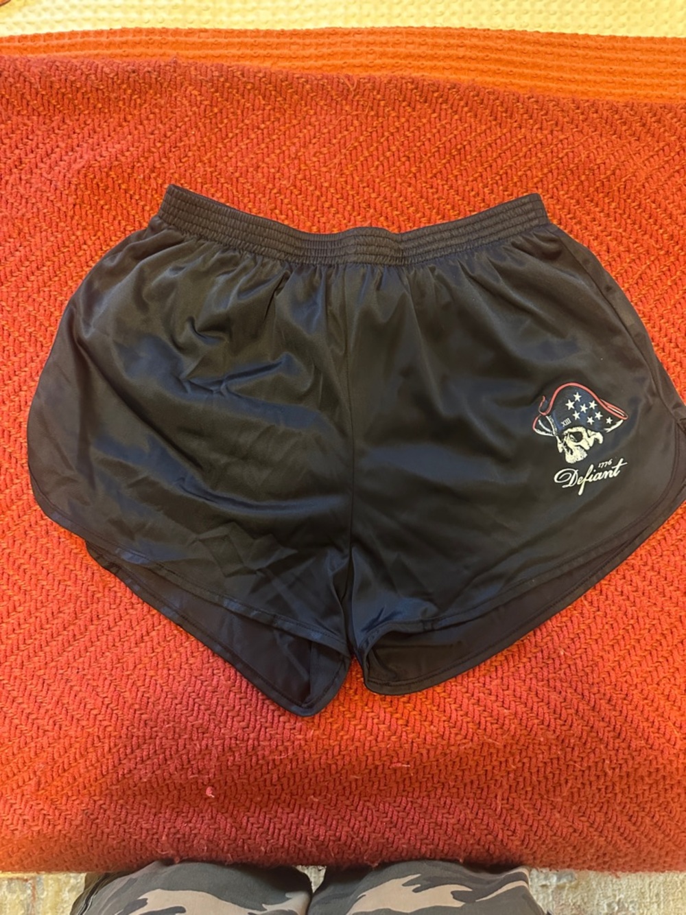 Men's Black Athletic Shorts with Patriotic Skull Accent (silkies)